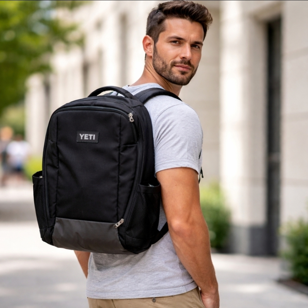 Yeti Black Backpack with Gray Bottom Panel